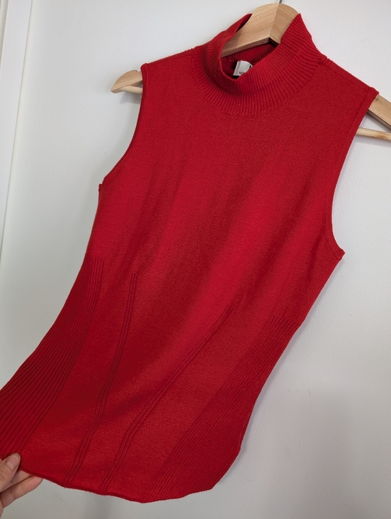 Magaschoni Tops - Magaschoni Medium Tank Top High Neck Sleeveless Red Shirt Lightweight Knit Boho